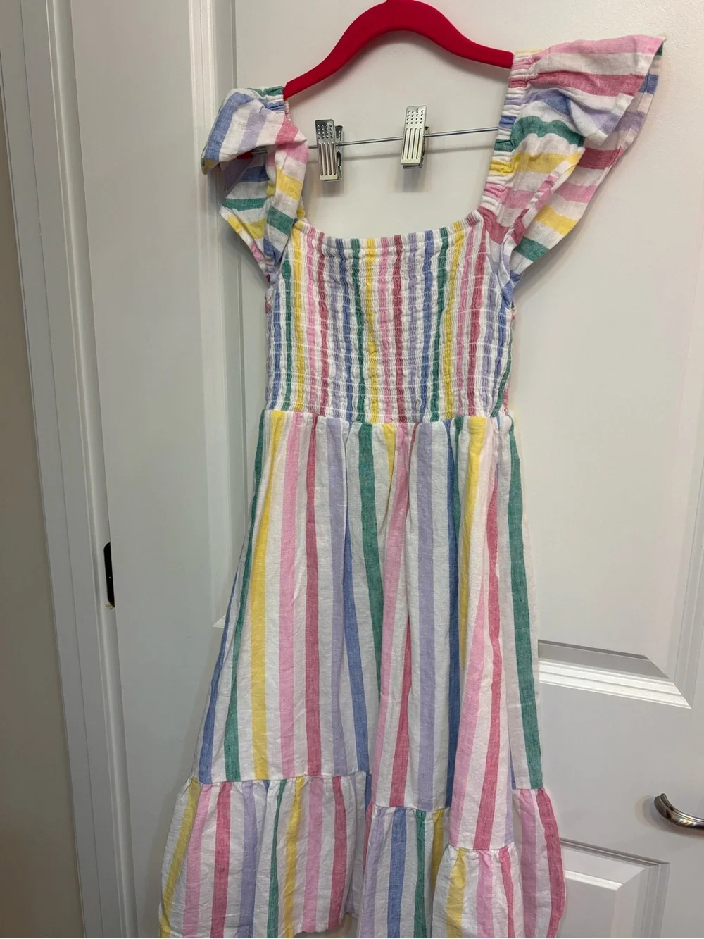 GAP Girls' Pastel Rainbow Stripe Sundress - White Multicolor